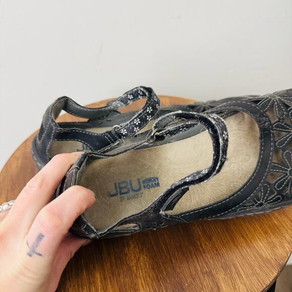 JBU Jambu Black Leather Wildflower Mary Jane Shoes Women’s Size 8.5 - Picture 8 of 10